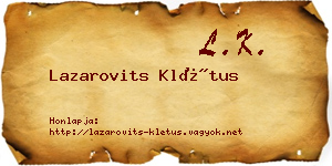 Lazarovits Klétus névjegykártya